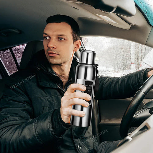 1000ML Stainless Steel Thermos Bottle Sport Vacuum Flask Silver